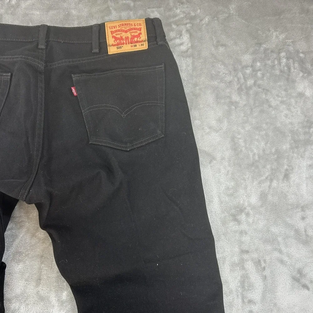 Levi's 505 Jeans Mens 38x30 Black Dark Wash Regular Straight Denim Pants